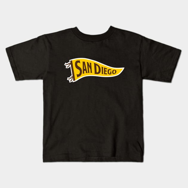 San Diego Pennant - Brown Kids T-Shirt by KFig21